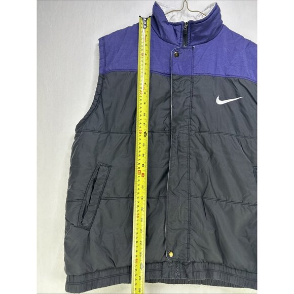 Vintage Nike Vest Large Youth (14-16) Zip Up Purple And Black Puffer Vest 90’s - Picture 3 of 14